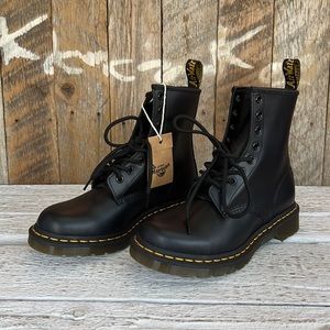 Dr Martens lace up black leather boots